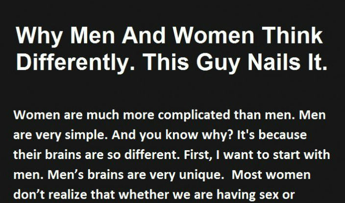 The Reason Men And Women Think So Differently. This Guy Nails It