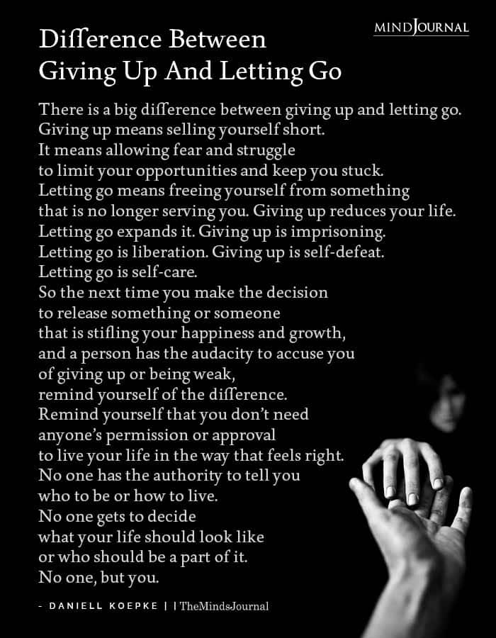 Difference Between Giving Up And Letting Go