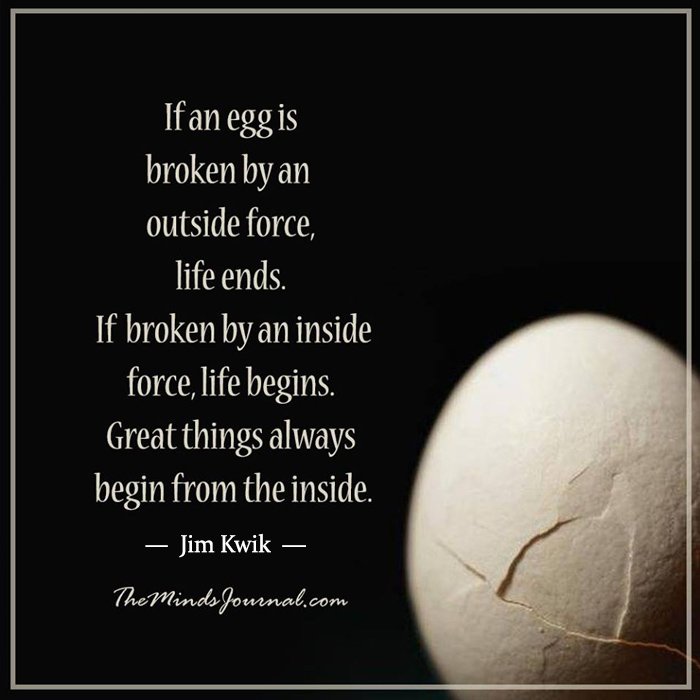 If an egg is broken by an outside force, life ends