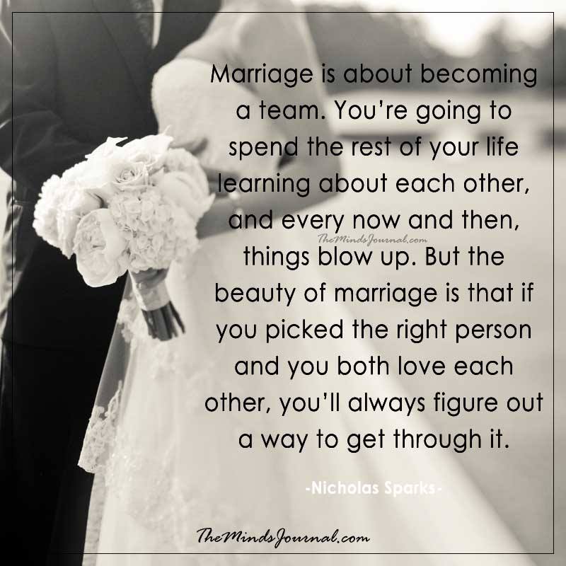 Marriage is about becoming a team. 