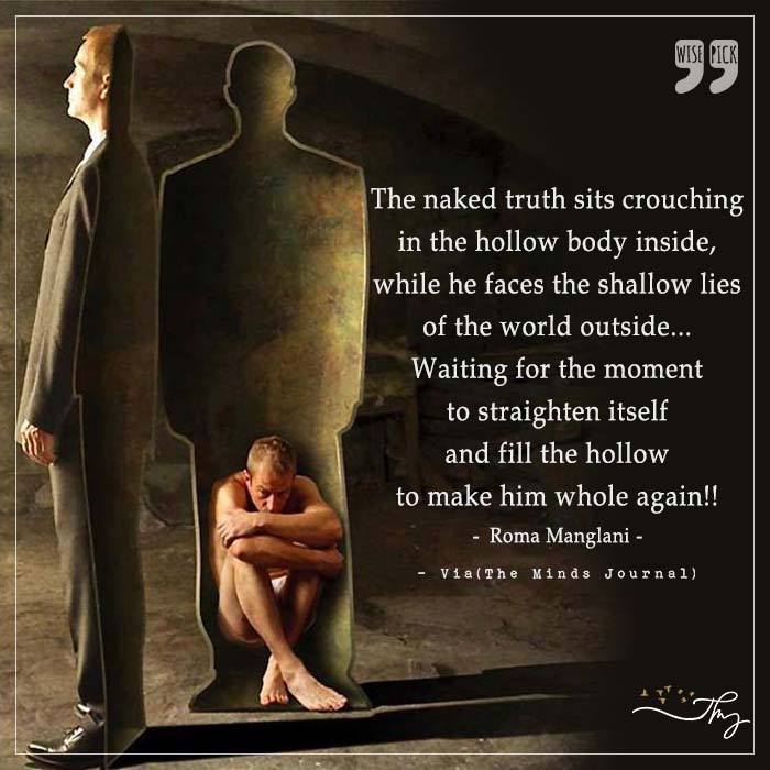 The naked truth sits crouching