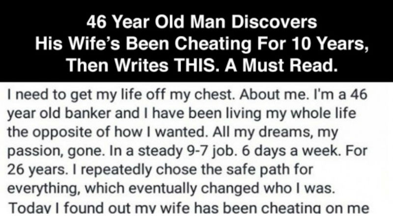 Heartbreaking Facebook Post By A Man Who Just Found Out His Wife’s Been Cheating For 10 Years