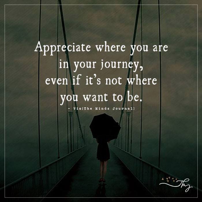 Appreciate Where You Are In Your Journey