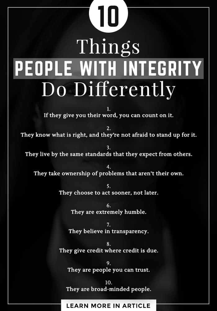 Things People With Integrity Do Differently Infographic