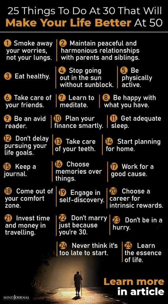 25 Things To Do at 30 That Will Make Your Life Better At 50 infographic