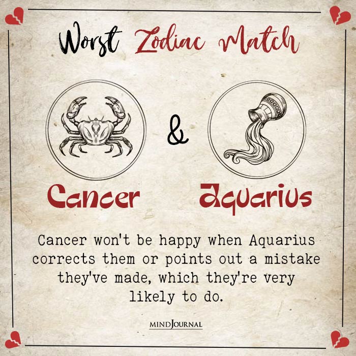 Your Worst Zodiac Match cancer aquarius