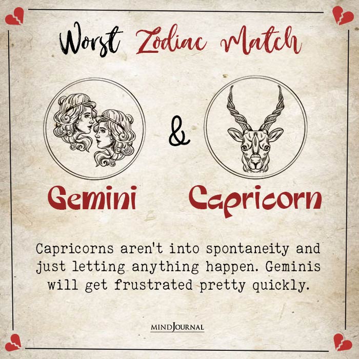 Your Worst Zodiac Match gemini capricorn