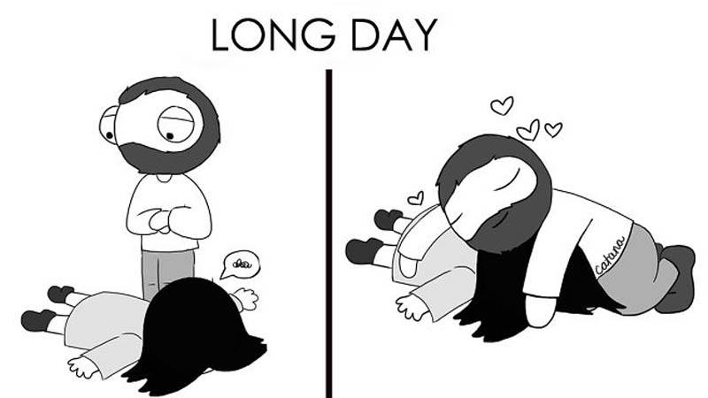 girlfriend illustrates everyday life with bf