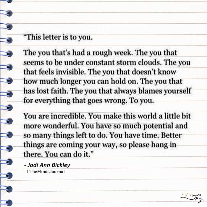 This letter is to you.