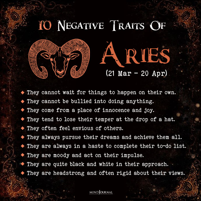 Undeniable Negative Traits Of aries