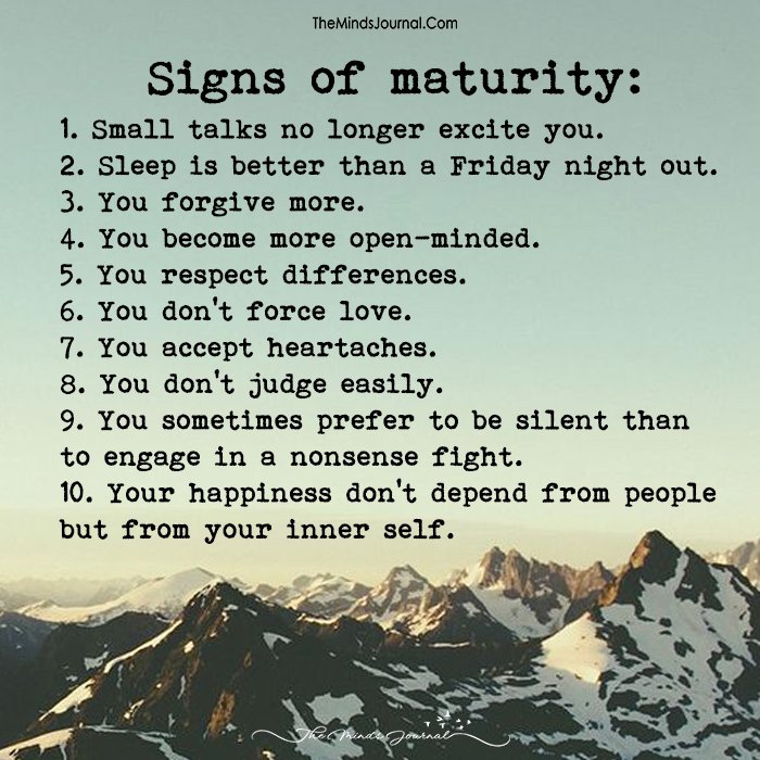 Signs Of Maturity