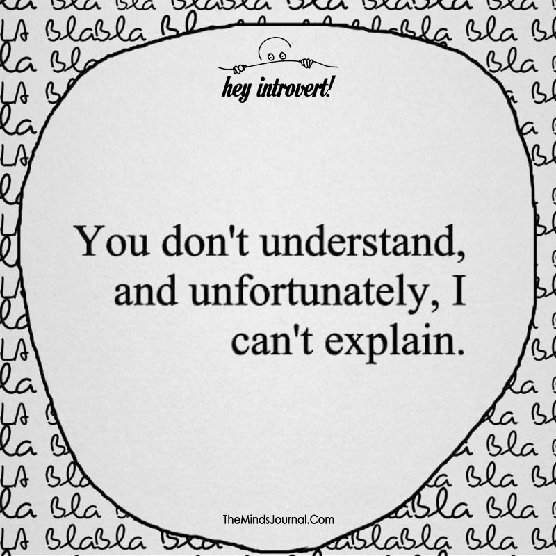 you don't understand