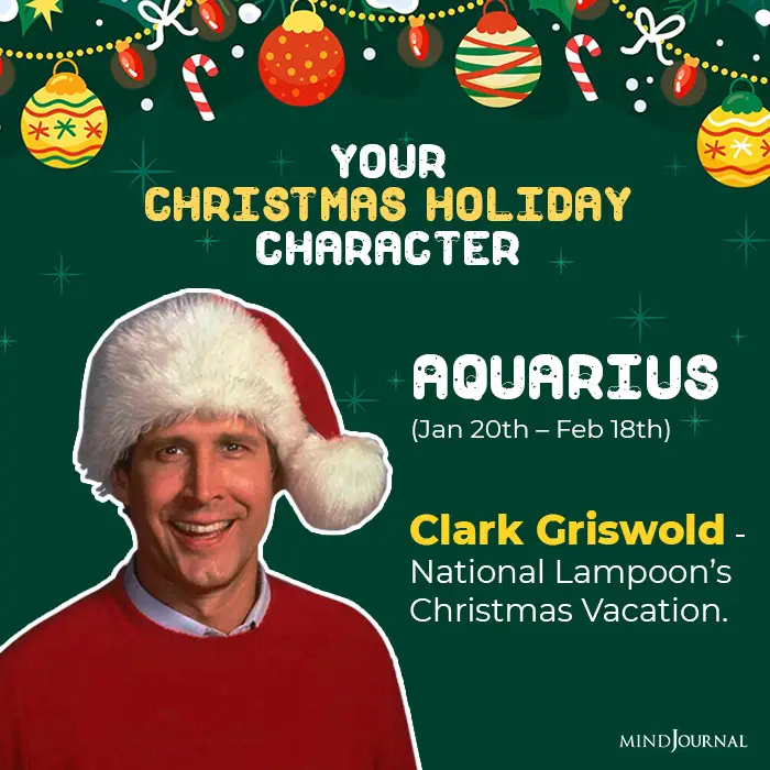 Christmas Holiday Character Zodiac Sign aquarius
