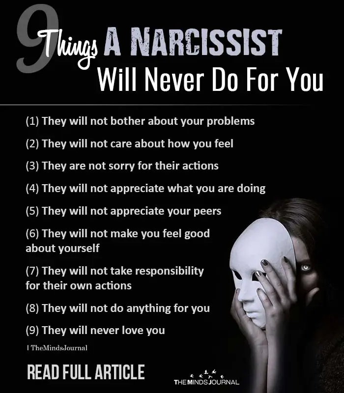 Things A Narcissist Will Never Do For You