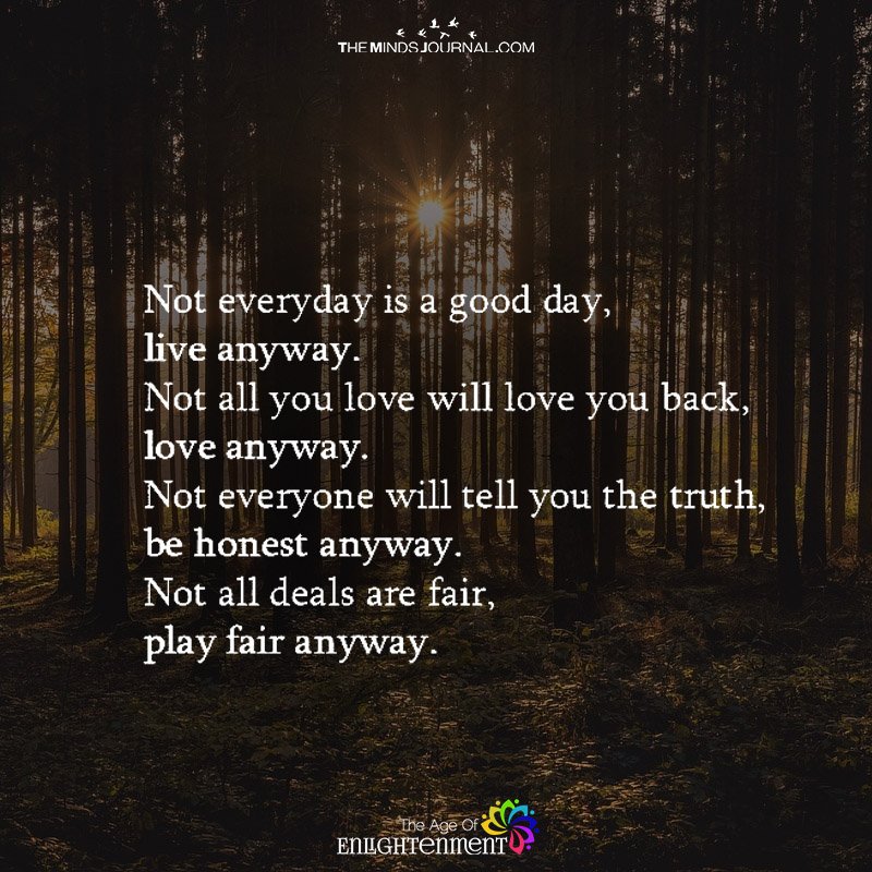 Not Everyday Is A Good Day, Live Anyway