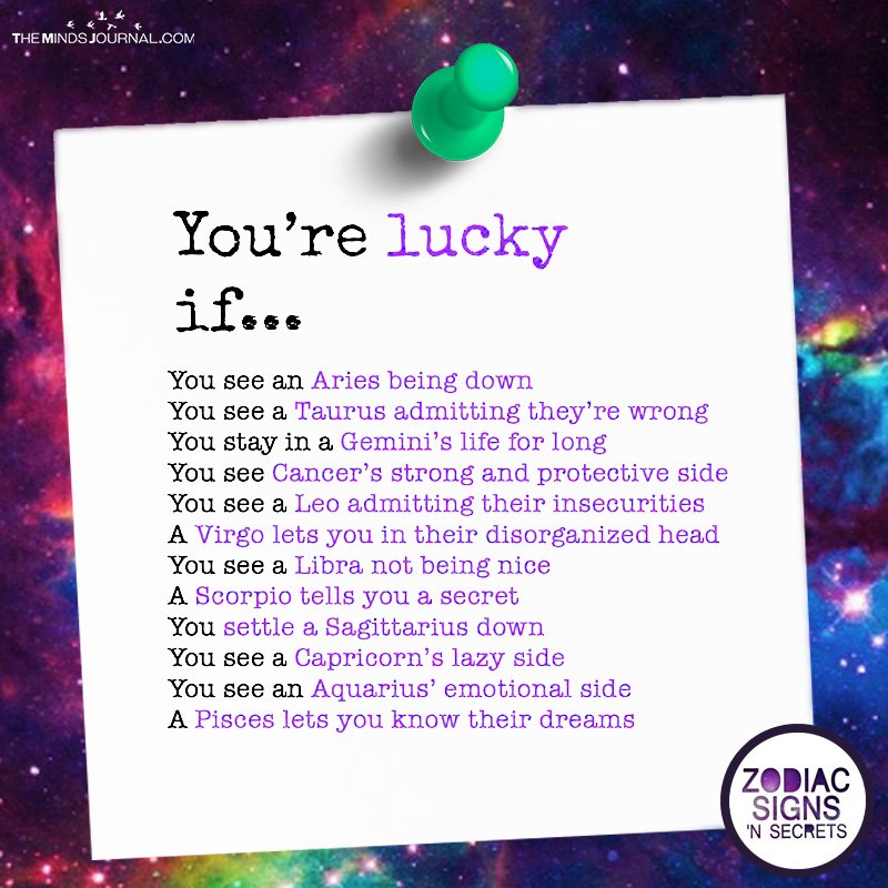 You're lucky if...