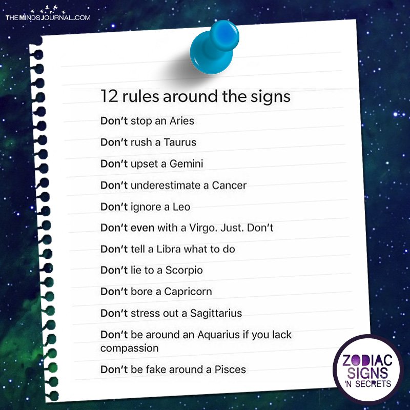 12 Rules Around The Zodiac Signs