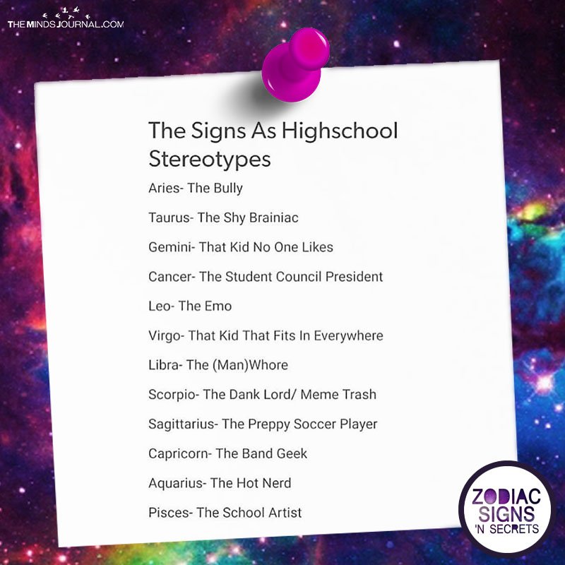 The Signs As Highschool Stereotypes