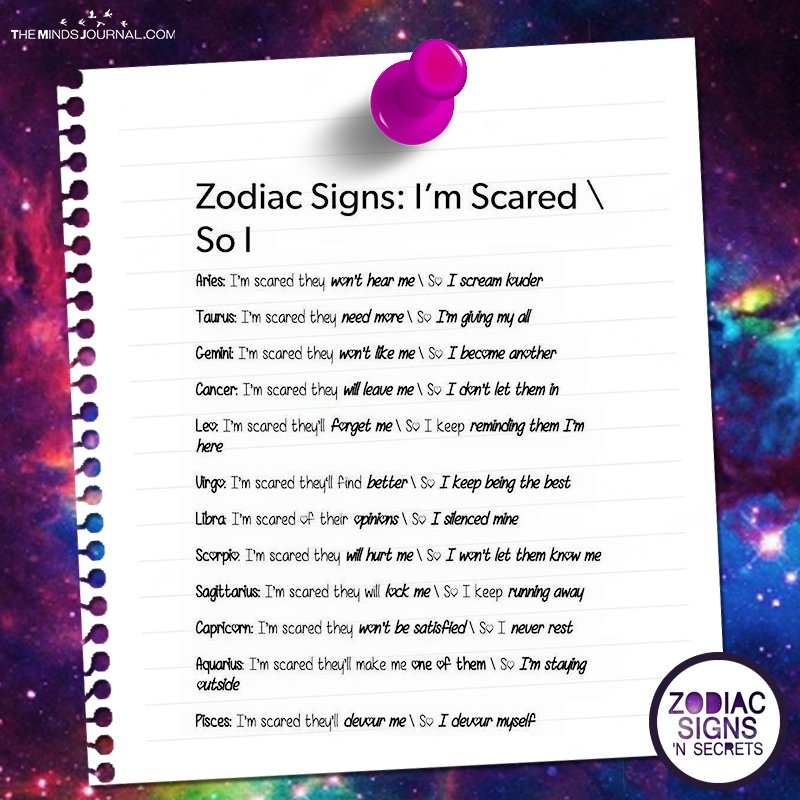 Zodiac Signs: I'm Scared \ So I