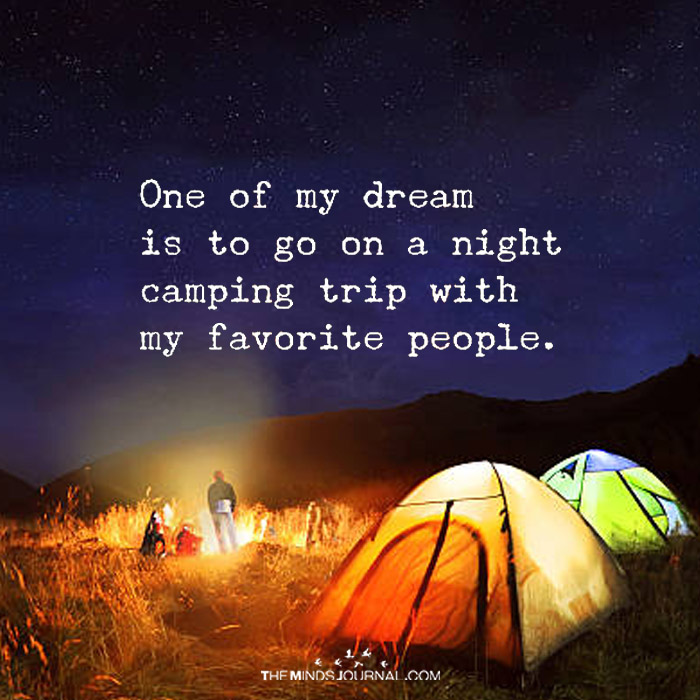 One of my dream is to go on a night camping trip with my favorite people
