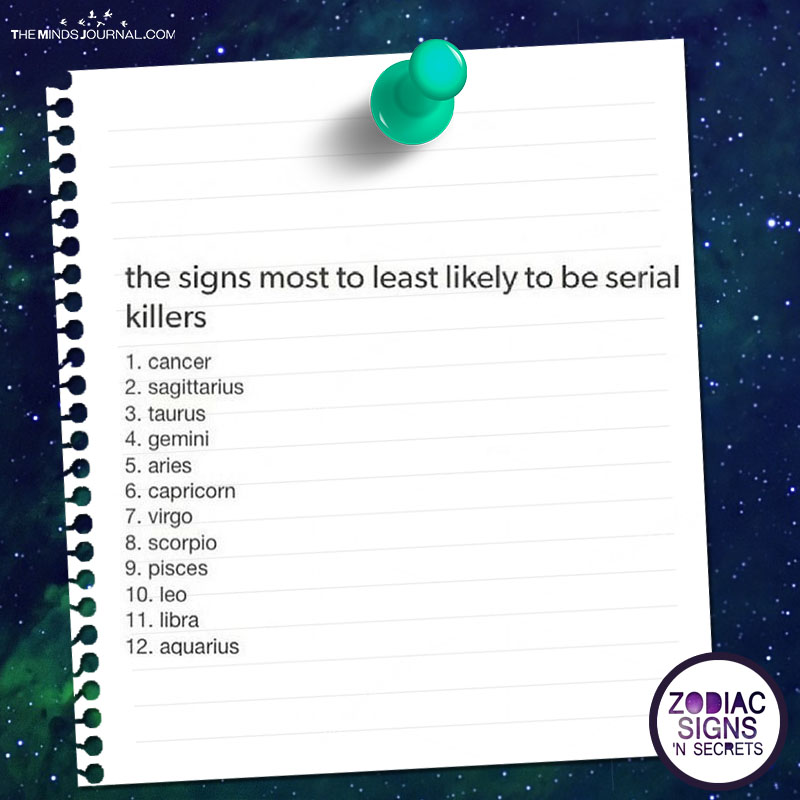 The Signs Most To Least Likely Yo Be Serial Killers