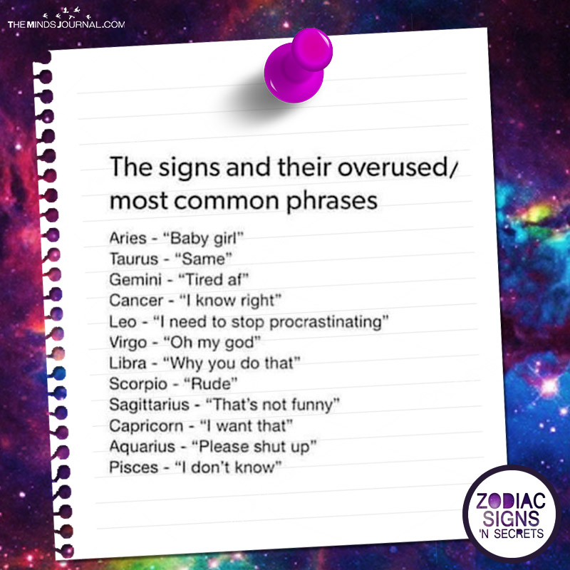 The Signs And Their Overused/ Most Common Phrases