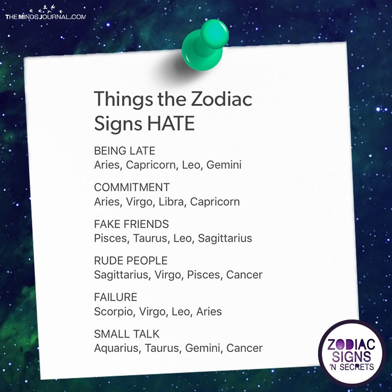 Things The Zodiac Signs Hate
