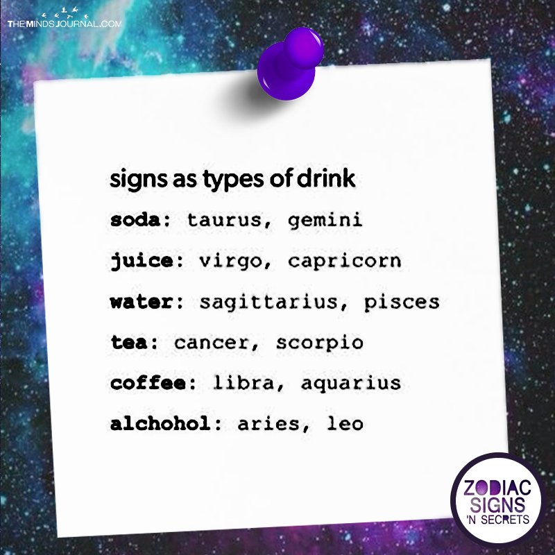 Signs As Types Of Drink