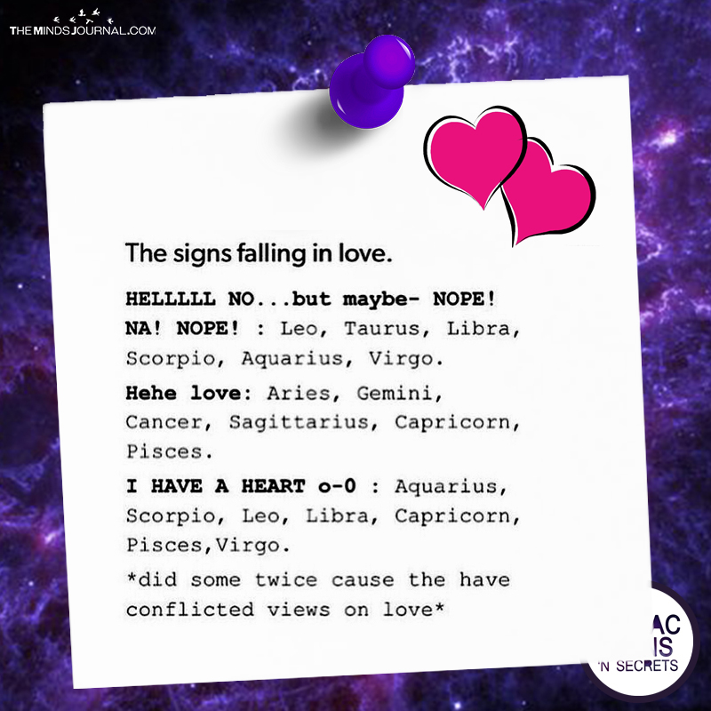 Reactions Of The Signs On Falling In Love