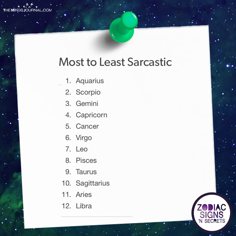 Signs As Most To Least Sarcastic