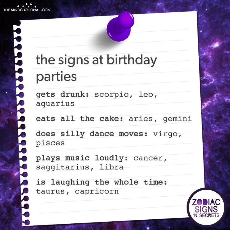 What The Zodiac Signs Do At The Birthday Parties