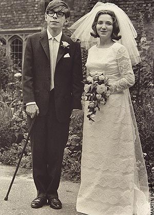 A very young Stephen Hawkings getting married in 1965