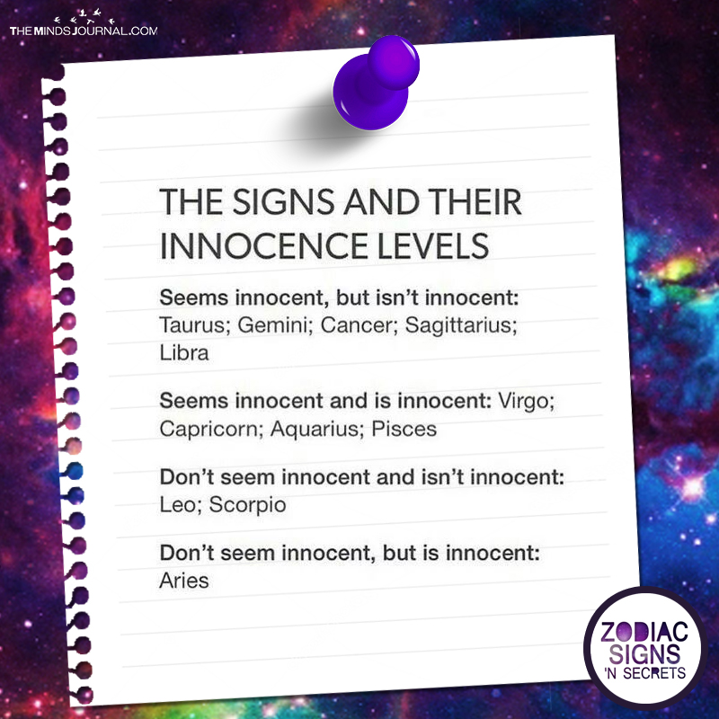 The Signs And Their Innocence Levels