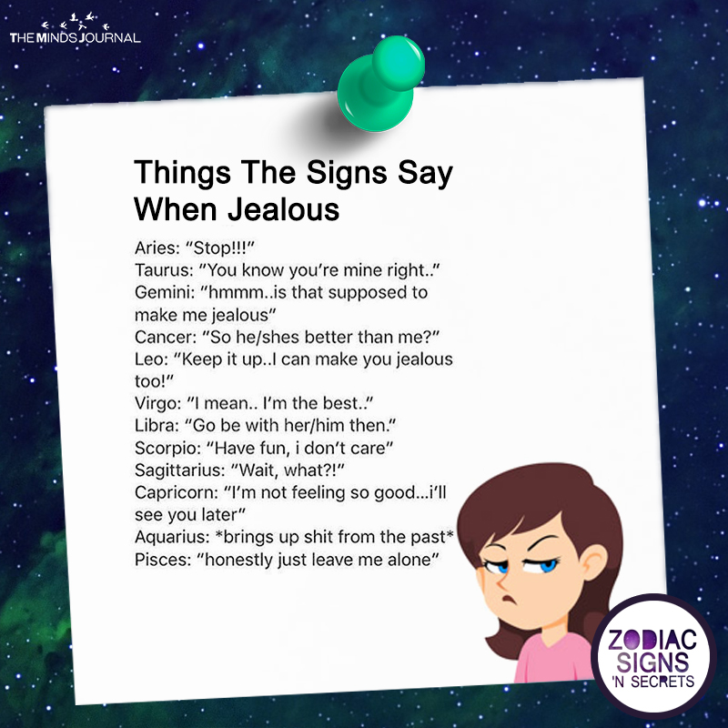 Things The Signs Say When They Get Jealous