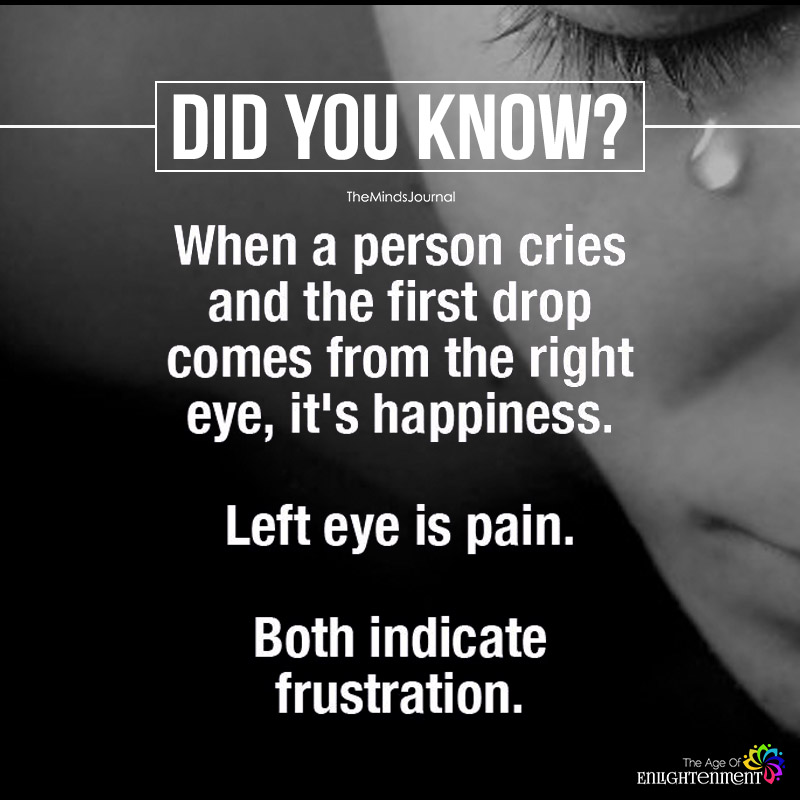 When A Person Cries And The First Drop Comes From The Right Eye