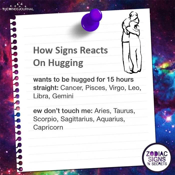 How Signs Reacts On Hugging