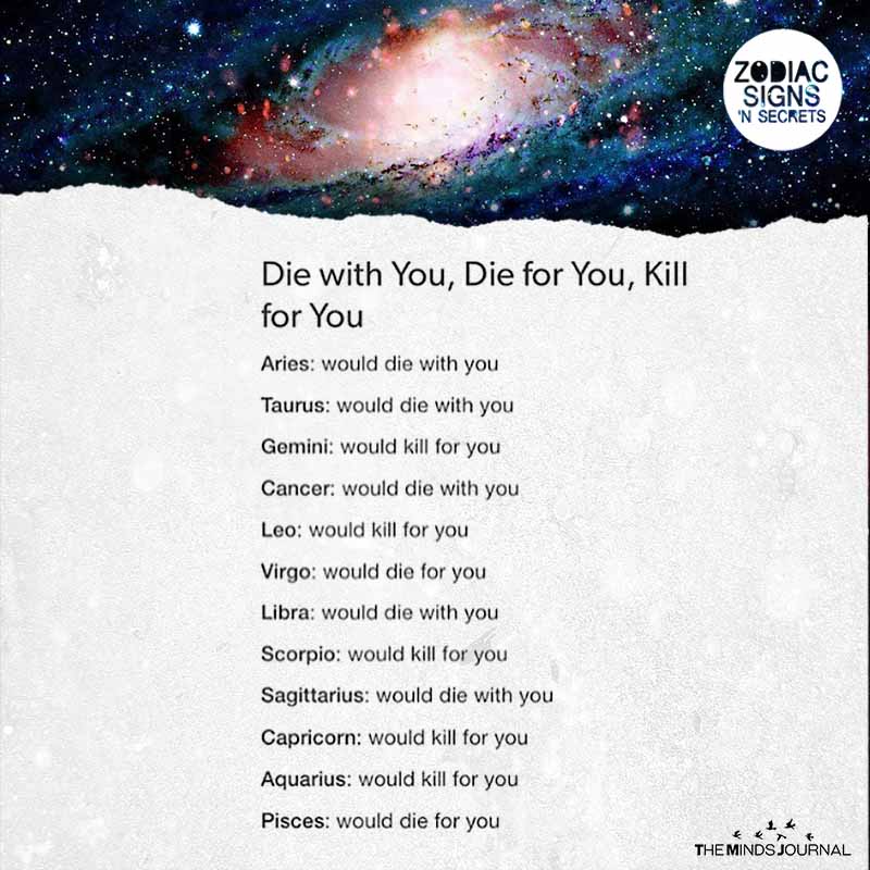 Die With You, Die For You, Kill For You