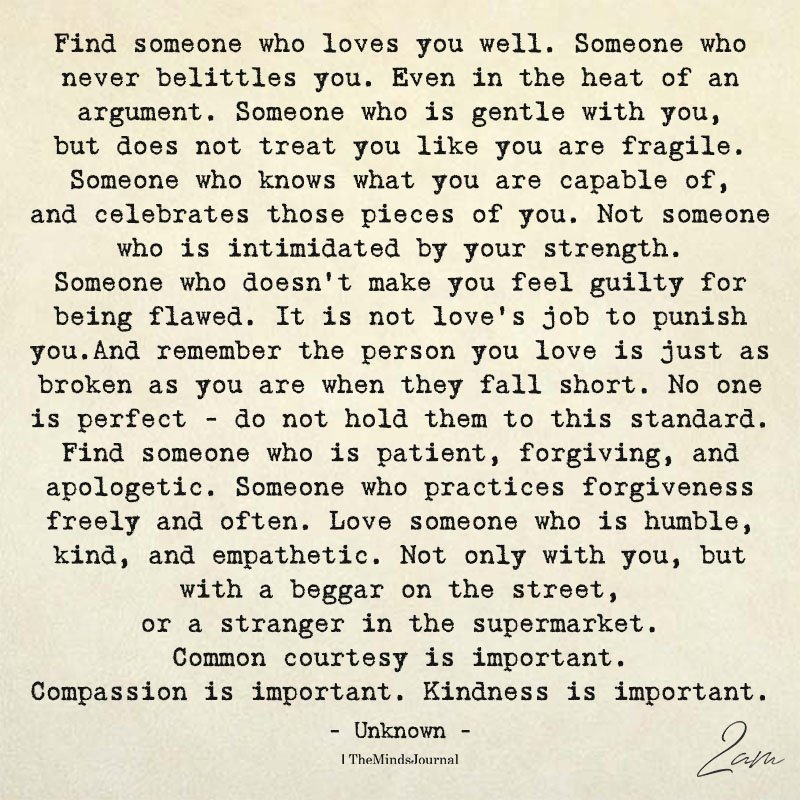 Find Someone Who Loves You Well