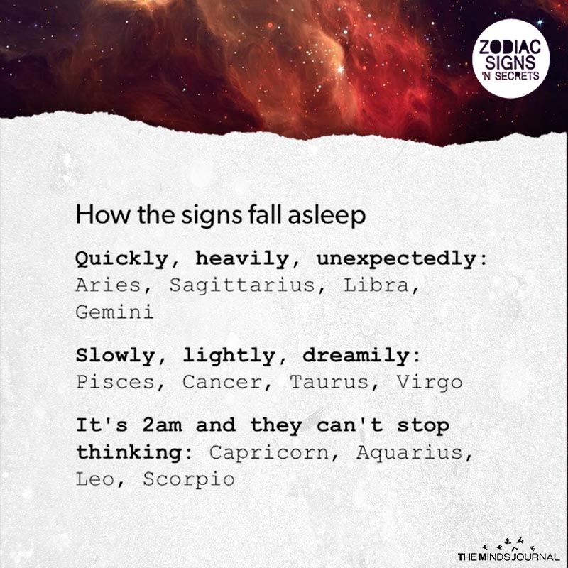How The Signs Fall Asleep