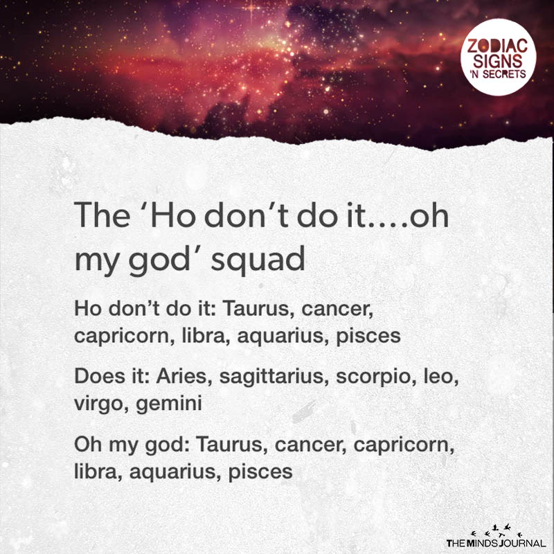 The 'Ho don't do it....oh my god' Squad