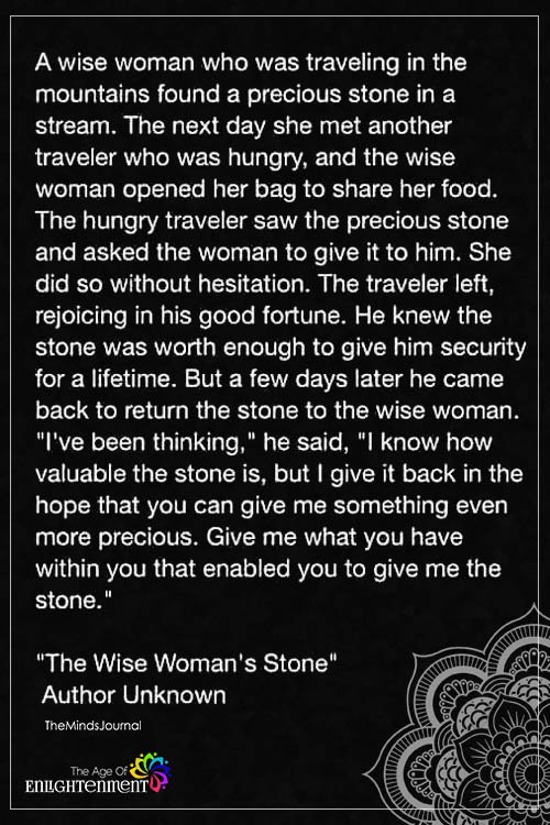 A Wise Woman Who Was Traveling In The Mountains
