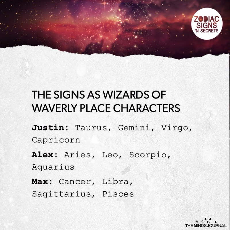 The Signs As Wizards Of Waverly Place characters