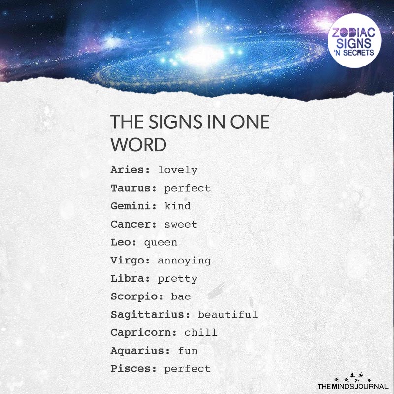 The Signs In One Word