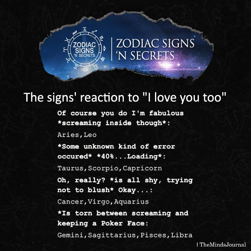 The Signs' Reaction To I Love You Too