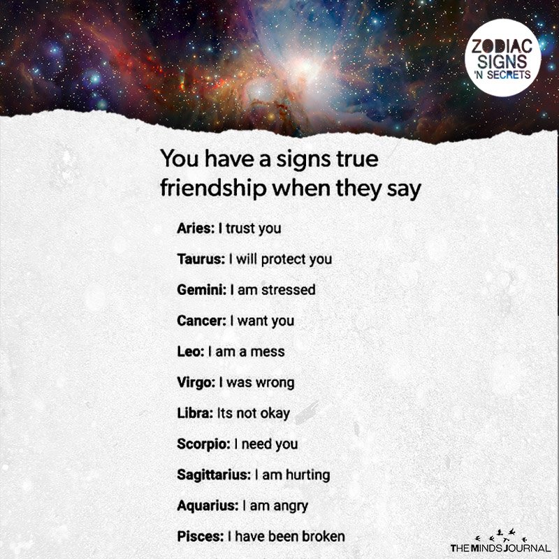 You Have Friendship When They Say