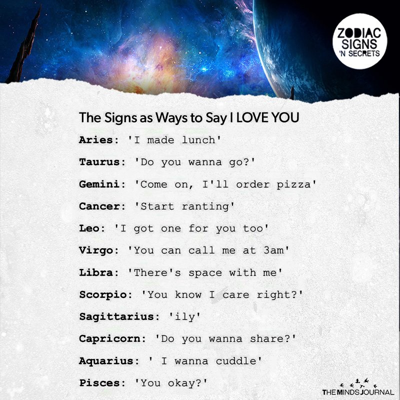 The Signs As Ways To Say I Love You
