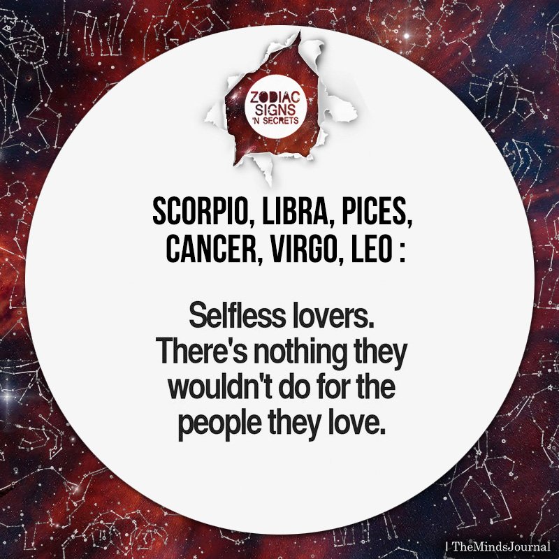 Zodiac Signs As Selfless Lovers
