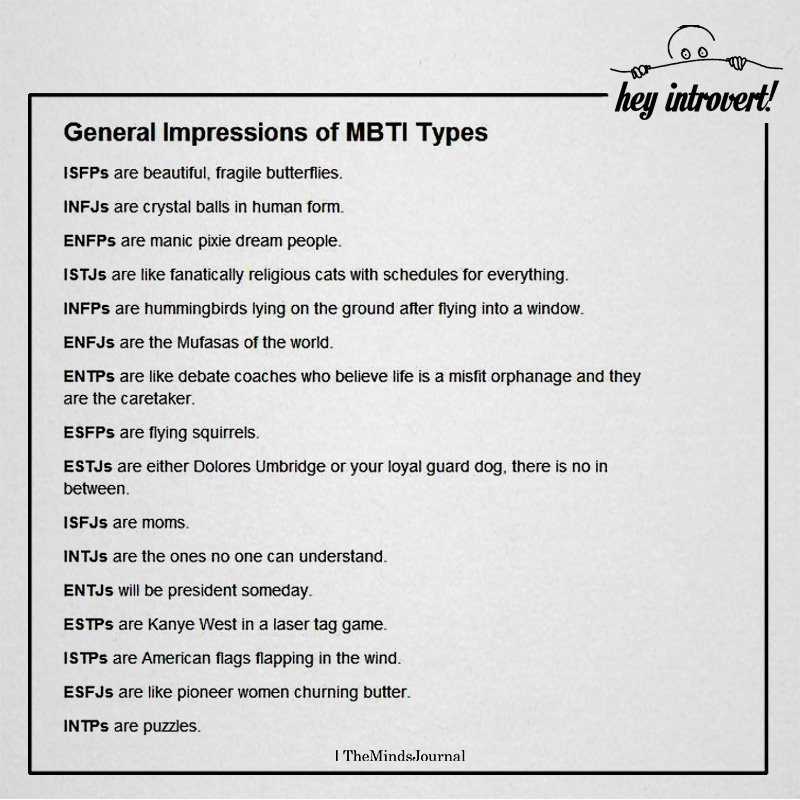 General Impressions of MBTI Types