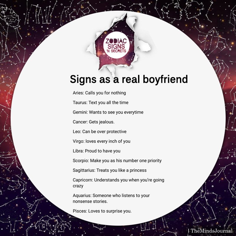 Signs As A Real Boyfriend