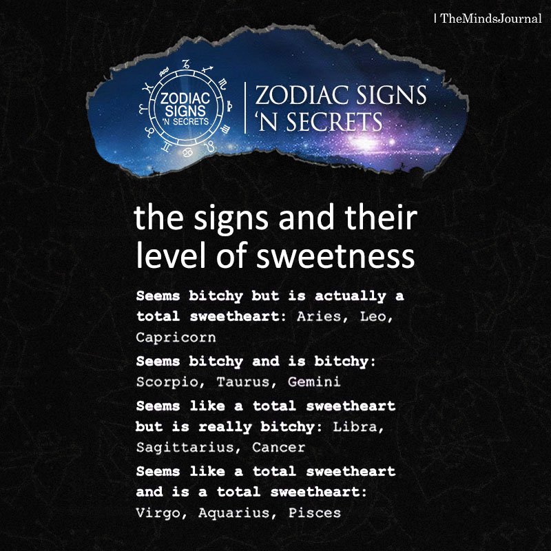 The Signs And Their Level Of Sweetness